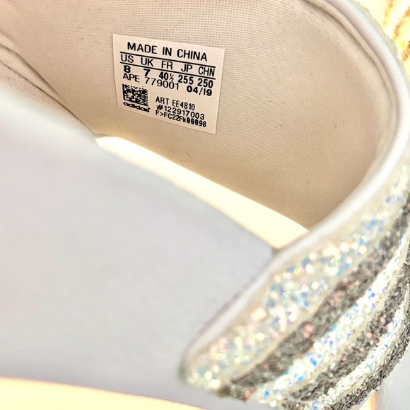 Adidas Adilette Slides, White Glitter, Women’s 8 - Picture 7 of 9